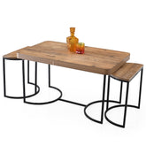 Set 3 masute cafea + sah si table, 100x60x55cm